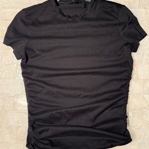 Theory Black Ruched Tiny Tee